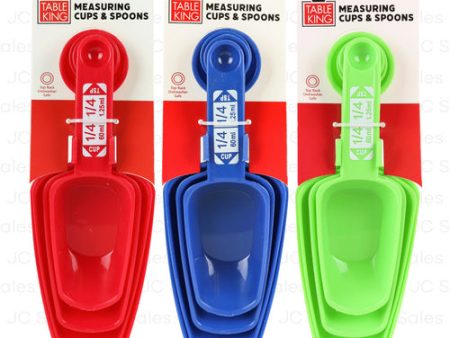 WHOLESALE TABLE KING MEASURING CUPS&SPOONS  4PCS 3 ASST CLRS SOLD BY CASE Supply