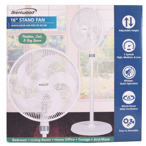 NEW WHOLESALE 3-SPEED OSCILLATING STAND FAN WHITE 16 IN SOLD BY CASE For Cheap