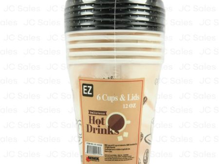 WHOLESALE EZ CUP W  LID 12OZ COFFEE DESIGN SOLD BY CASE For Sale