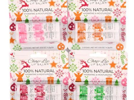 NEW WHOLESALE HX CHAP-LIP LIP BALM 100%NATURAL 4 ASST 2 PK SOLD BY CASE For Sale