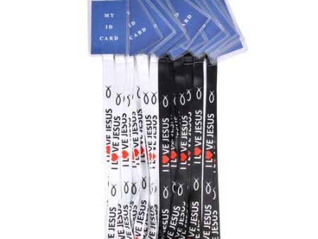 WHOLESALE LANYARD I LOVE JESUS BLACK AND WHITE SOLD BY CASE Fashion