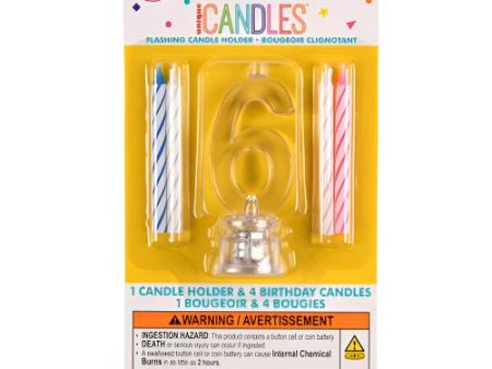 WHOLESALE UNIQUE #6 FLASHING LED BIRTHDAY CANDLE WITH HOLDER SOLD BY CASE Supply