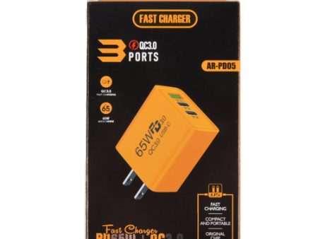 NEW WHOLESALE FAST CHARGER MULTI COMPATIBLE  PD 65W 3 PORTS SOLD BY CASE Online Sale