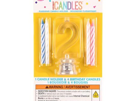 WHOLESALE UNIQUE #2 FLASHING LED BIRTHDAY CANDLE WITH HOLDER SOLD BY CASE Discount