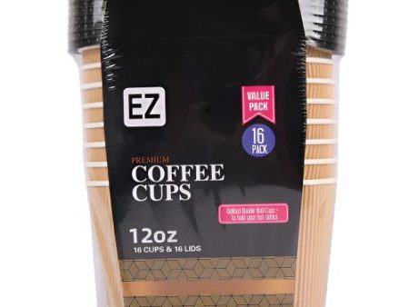 WHOLESALE EZ PREMIUM HOT COLD COFFEE CUPS W  LID 12 OZ 16CT SOLD BY CASE Online now