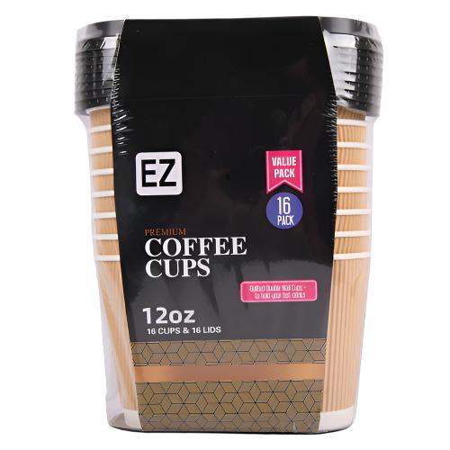 WHOLESALE EZ PREMIUM HOT COLD COFFEE CUPS W  LID 12 OZ 16CT SOLD BY CASE Online now