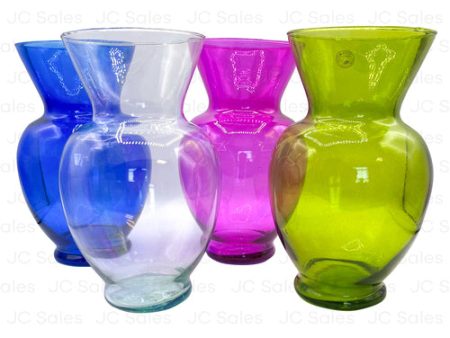 WHOLESALE GINGER GLASS VASE ASST COLOR 9.5HX5.25 SOLD BY CASE For Discount