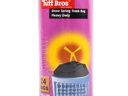 NEW WHOLESALE TUFF BROS TRASH BAG 30 GAL. 24CT W DRAW STRING HVY DUTY SOLD BY CASE Supply