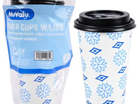 WHOLESALE NUVALU PAPER CUP PRINTED W LID 16 OZ. 6CT SOLD BY CASE Online Sale