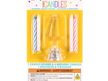 WHOLESALE UNIQUE #4 FLASHING LED BIRTHDAY CANDLE WITH HOLDER SOLD BY CASE For Cheap