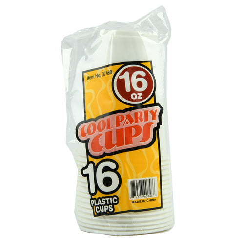 WHOLESALE PLASTIC CUP 16 OZ 16CT WHITE CLR SOLD BY CASE Cheap