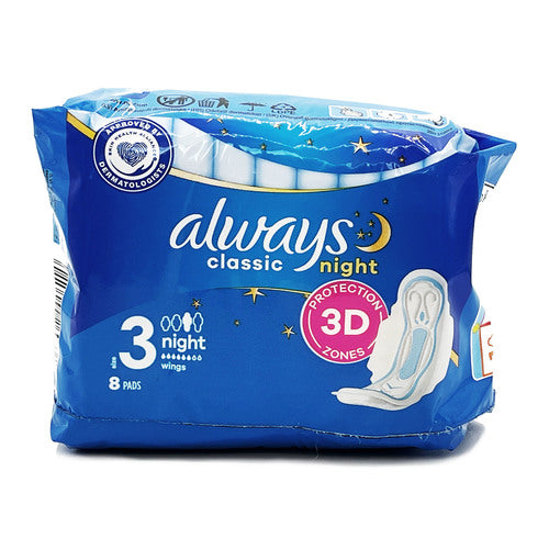 WHOLESALE ALWAYS CLASSIC MAXI PAD W WINGS NIGHT 8 CT SOLD BY CASE Online Sale