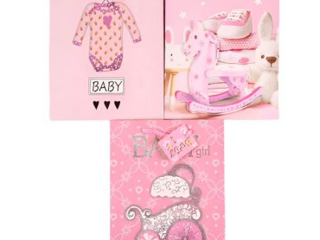 WHOLESALE GIFT BAG SMALL BABY SHOWER ASSORTED DESIGNS PINK SOLD BY CASE Online now