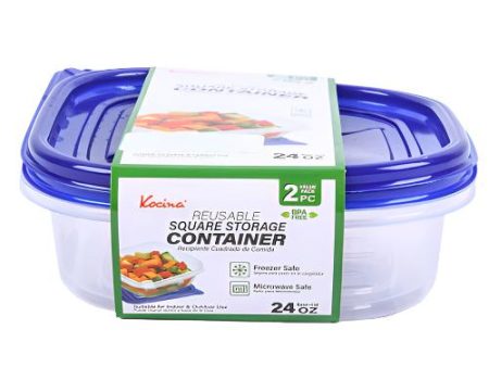 WHOLESALE KOCINA REUSABLE SQ STORAGE CONTAINER 24-OZ 2PC SOLD BY CASE Online now