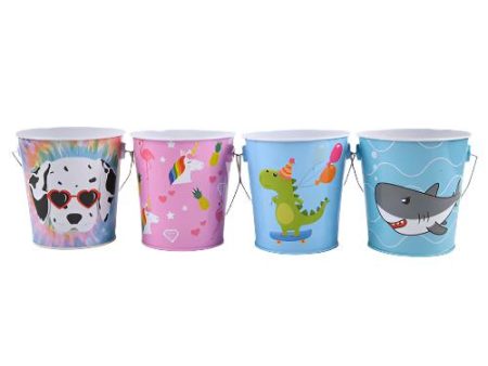 WHOLESALE TIN BUCKET ASST KIDS DESIGN 4 SOLD BY CASE on Sale