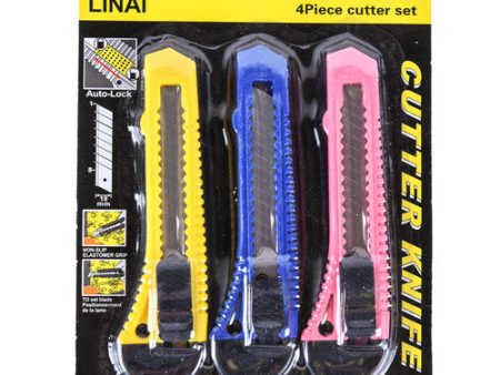 WHOLESALE UTILITY KNIFE 3PC SET ASST COLOR SOLD BY CASE Discount