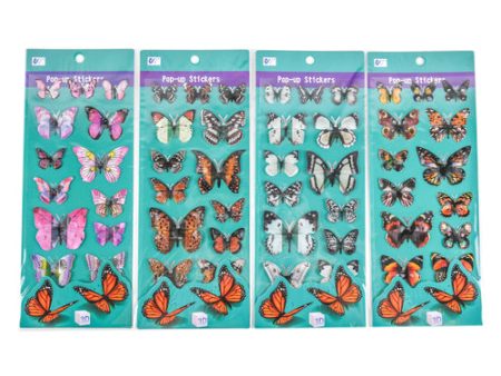 WHOLESALE POP UP BUTTERFLY STICKERS 4 ASSORTED COLORS SOLD BY CASE For Discount