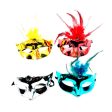 NEW WHOLESALE METAL MASQUERADE MASK W FEATHERS ASST COLORS SOLD BY CASE Supply