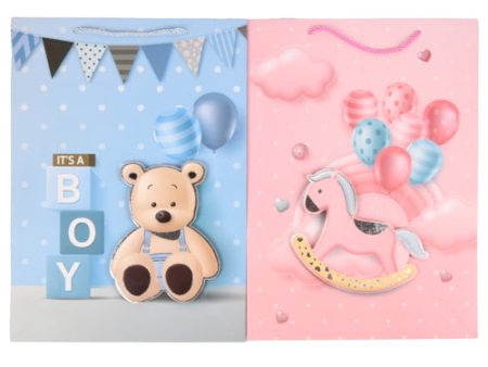 NEW WHOLESALE GIFT BAG LARGE BABY SHOWER 3D POP OUT ASST BOY GIRL SOLD BY CASE Hot on Sale