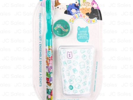 WHOLESALE SQUISHMALLOWS TOOTHBRUSH & CUP SET 2 PK ASST SOLD BY CASE Hot on Sale