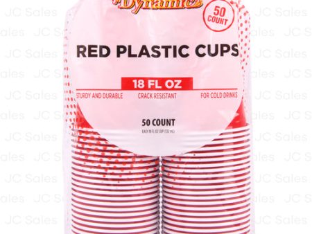 WHOLESALE PLASTIC CUP 18OZ RED 50CT SOLD BY CASE on Sale