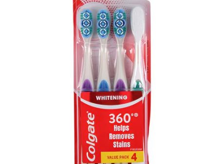 NEW WHOLESALE COLGATE TOOTHBRUSH 360 WHITENIN SOFT 4 PK SOLD BY CASE Online Hot Sale