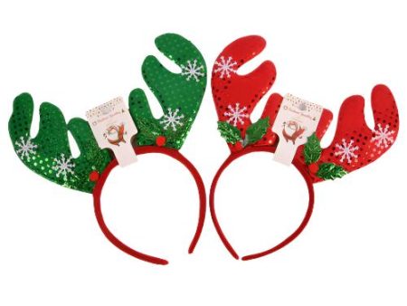 NEW WHOLESALE HX SEQUIN REINDEER ANTLERS HEADBAND ASST COL SOLD BY CASE Online Sale