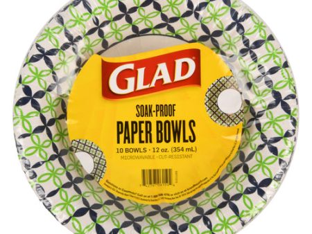 NEW WHOLESALE GLAD PAPER BOWL 12OZ 10PK SOAK-PROOF SOLD BY CASE Discount