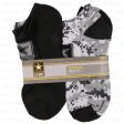 WHOLESALE NO SHOW SOCKS ARMY PRINT BLACK ASST SZ  6PK SOLD BY CASE Online