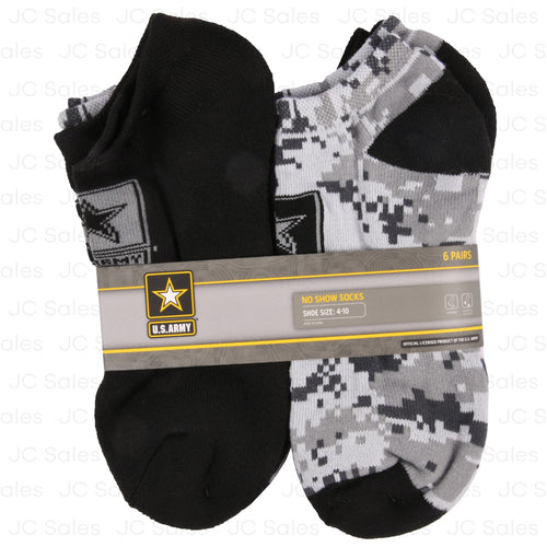 WHOLESALE NO SHOW SOCKS ARMY PRINT BLACK ASST SZ  6PK SOLD BY CASE Online