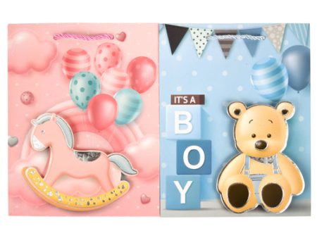 NEW WHOLESALE GIFT BAG SMALL BABYSHOWER 3D POP OUT ASST BOY GIRL SOLD BY CASE Fashion