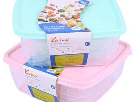 WHOLESALE KOCINA SQ FOOD CONTAINER ASST 3-PC SOLD BY CASE Hot on Sale