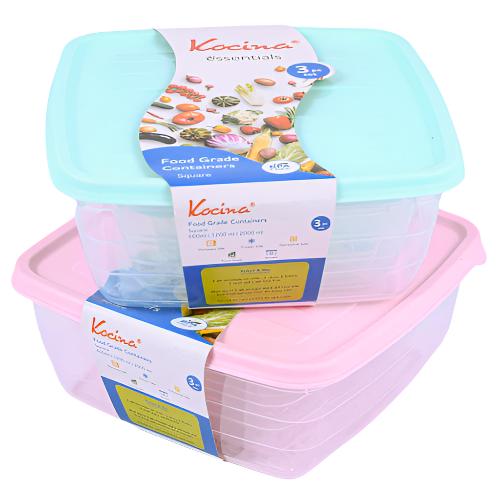 WHOLESALE KOCINA SQ FOOD CONTAINER ASST 3-PC SOLD BY CASE Hot on Sale