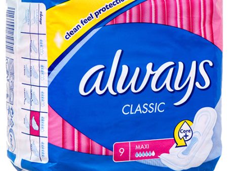 WHOLESALE ALWAYS CLASSIC MAXI PAD W WINGS 9 CT SOLD BY CASE For Discount