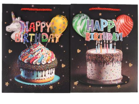 NEW WHOLESALE GIFT BAG SMALL 3D POP OUT HAPPY BIRTHDAY ASST DESIGNS SOLD BY CASE For Sale