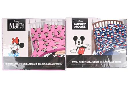 WHOLESALE 6 ASST DISNEY CHARACTERS TWIN SHEET 3PC SET SOLD BY CASE For Cheap