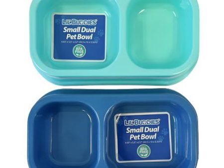 WHOLESALE LIL  BUDDIES DUAL PET BOWL RECTANGLE 24.5X14X5.5CM SOLD BY CASE Supply