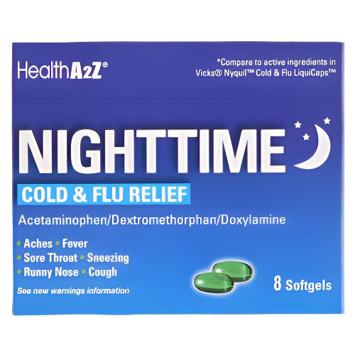 WHOLESALE HEALTHA2Z NIGHTTIME COLD & FLU SOFTGELS 8 CT SOLD BY CASE Supply