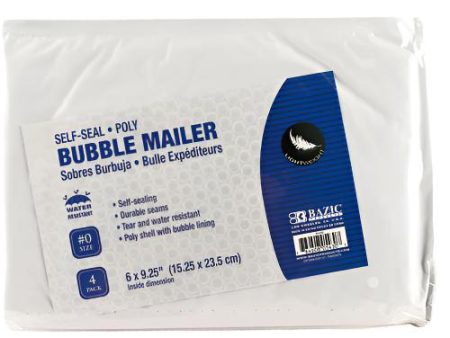 WHOLESALE BAZIC POLY BUBBLE MAILER 4 PACK 6 x 9,25 SOLD BY CASE Online