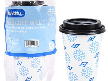 WHOLESALE NUVALU PAPER CUP PRINTED W LID 12 OZ. 8CT SOLD BY CASE Online Sale