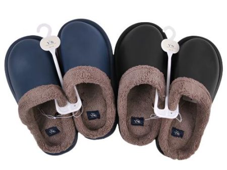 NEW WHOLESALE HW MEN INDOOR SLIPPERS W GREY FUR ASST SZ 7-12 SOLD BY CASE Discount