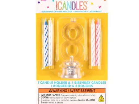 WHOLESALE UNIQUE #8 FLASHING LED BIRTHDAY CANDLE WITH HOLDER SOLD BY CASE Fashion