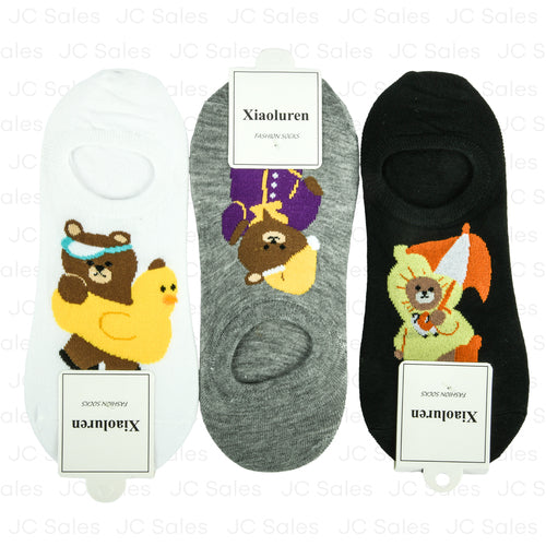 WHOLESALE NO SHOW SOCKS TEDDY BEAR  DESIGN SOLD BY CASE For Discount