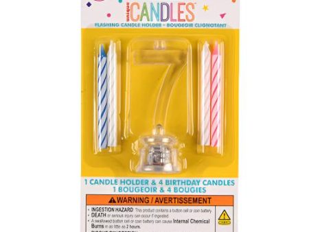 WHOLESALE UNIQUE #7 FLASHING LED BIRTHDAY CANDLE WITH HOLDER SOLD BY CASE Sale