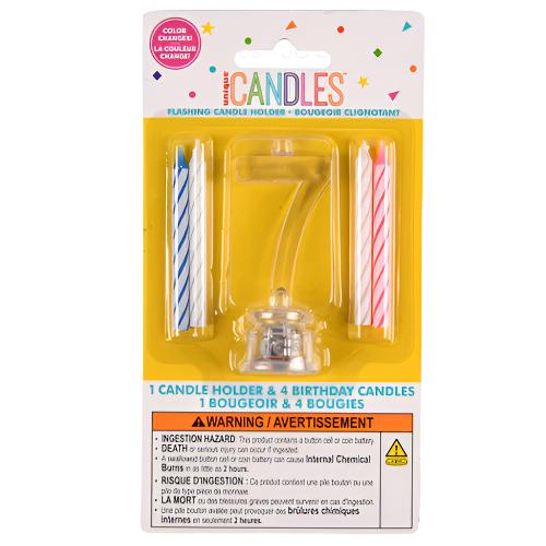 WHOLESALE UNIQUE #7 FLASHING LED BIRTHDAY CANDLE WITH HOLDER SOLD BY CASE Sale