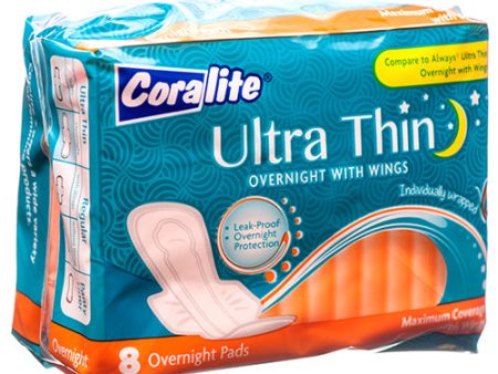 WHOLESALE CORALITE MAXI PADS ULTRA THIN OVERNIGHT 8CT SOLD BY CASE Hot on Sale