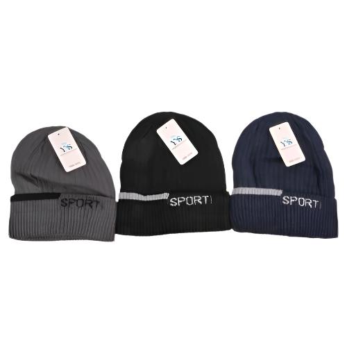 WHOLESALE HW MEN FOLDED BEANIE SPORT ASST COL SOLD BY CASE For Cheap