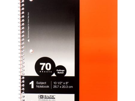 WHOLESALE BAZIC NOTEBOOK COLLEGE RULE 70 CT W  SPIRAL POLY COVER SOLD BY CASE Cheap