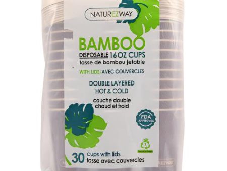 WHOLESALE NATUREZWAY BAMBOO 16 OZ CUPS WITH LIDS 30CT SOLD BY CASE Online Sale