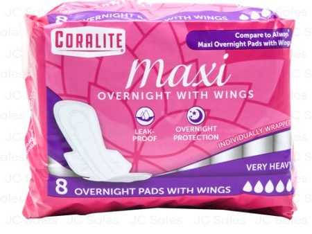 WHOLESALE CORALITE OVERNIGHT PADS W WINGS 6 CT SOLD BY CASE on Sale